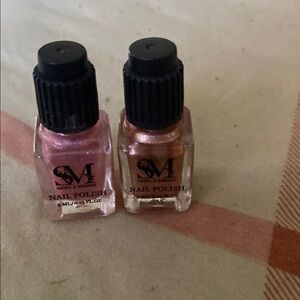 Shimmery Pink and Brown Nail Polish Duo Travel Size